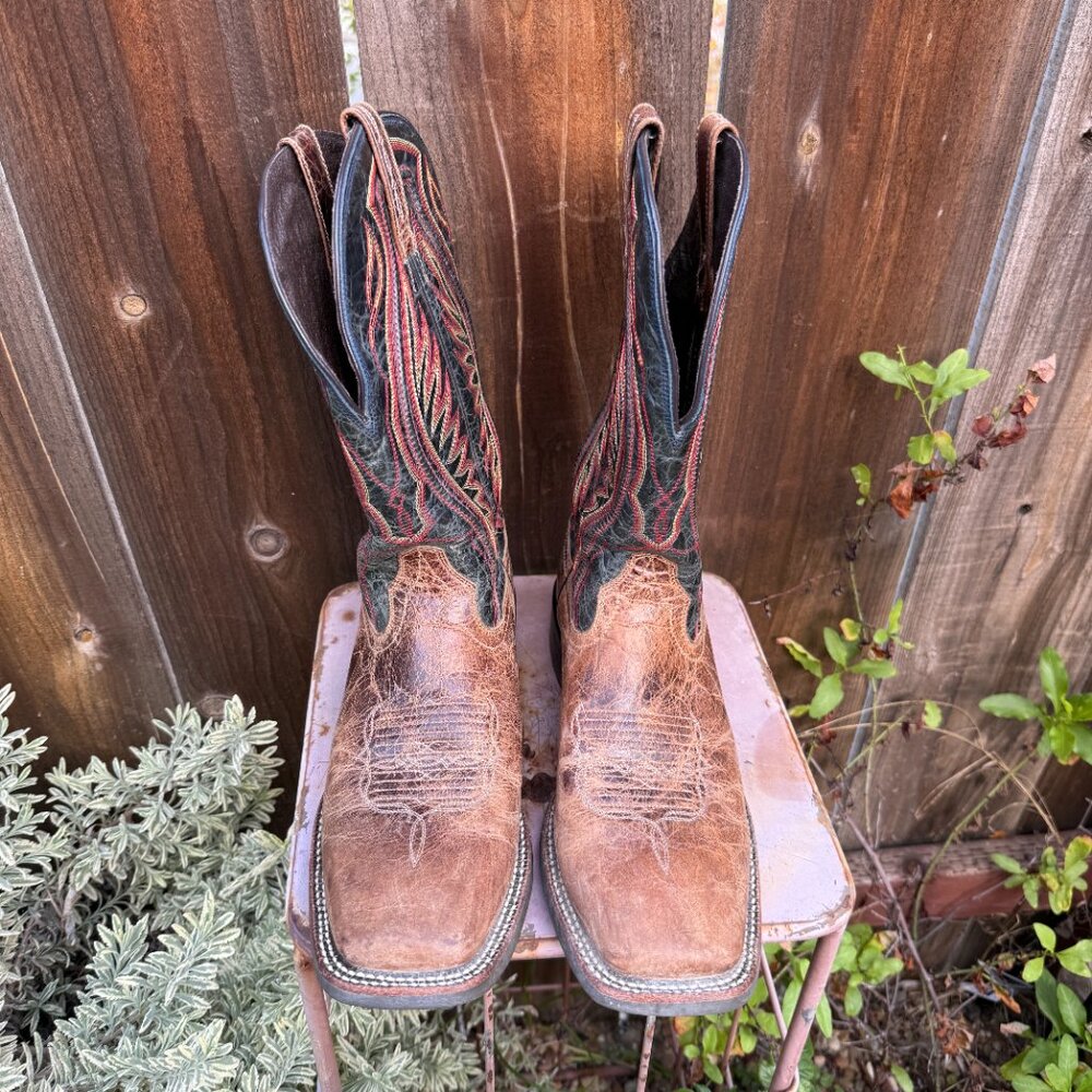 Ariat Mens Leather Cowboy Work Boots 12 Square Toe Western Rancher ATS 10016280 - Picture 7 of 16
